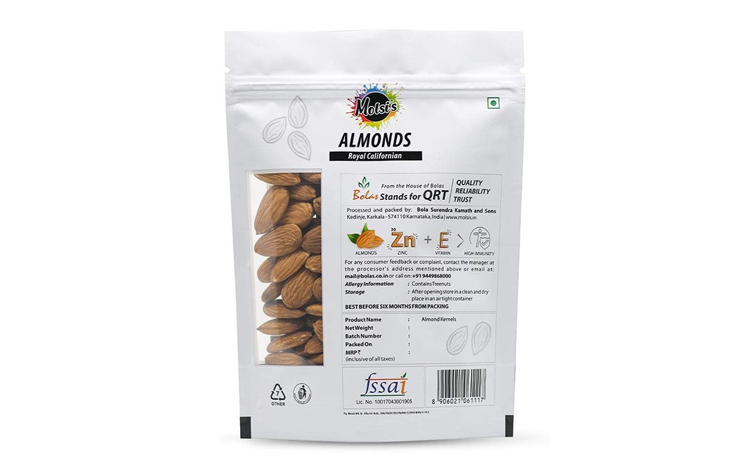 Molsi's Almonds Royal Californian Immunity Booster   Pack  200 grams